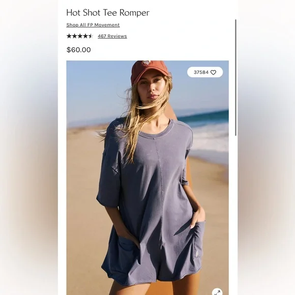 Free people Hot shot tee romper - Picture 1 of 5